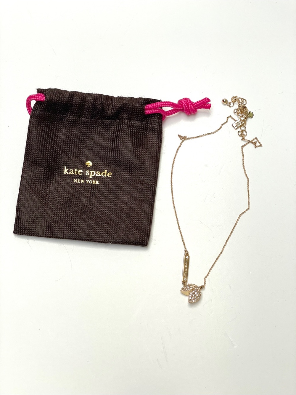 kate spade Gold Crystal Fortune Cookie Pendant Necklace